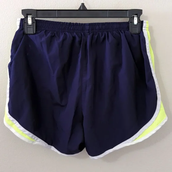 Nike Dri-Fit Tempo Running Shorts Blue Neon Yellow Brief Lined Women's Size M - Picture 3 of 5